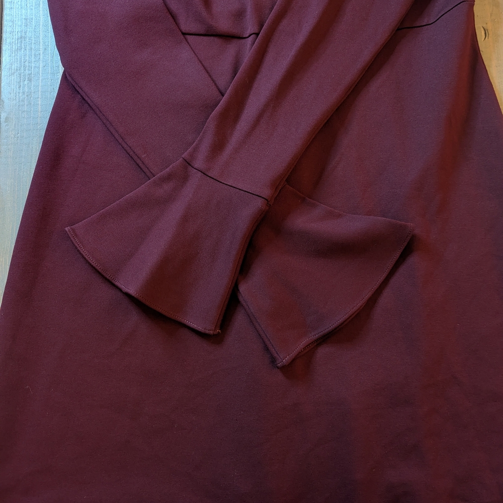 McQ Alexander McQueen Burgundy Bell Sleeve A-Line Dress XL - Picture 7 of 15